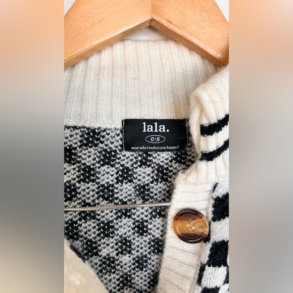 Dressed in LALA Get What I Want Grandpa Cardigan in Checked Black White Size S - Picture 9 of 13